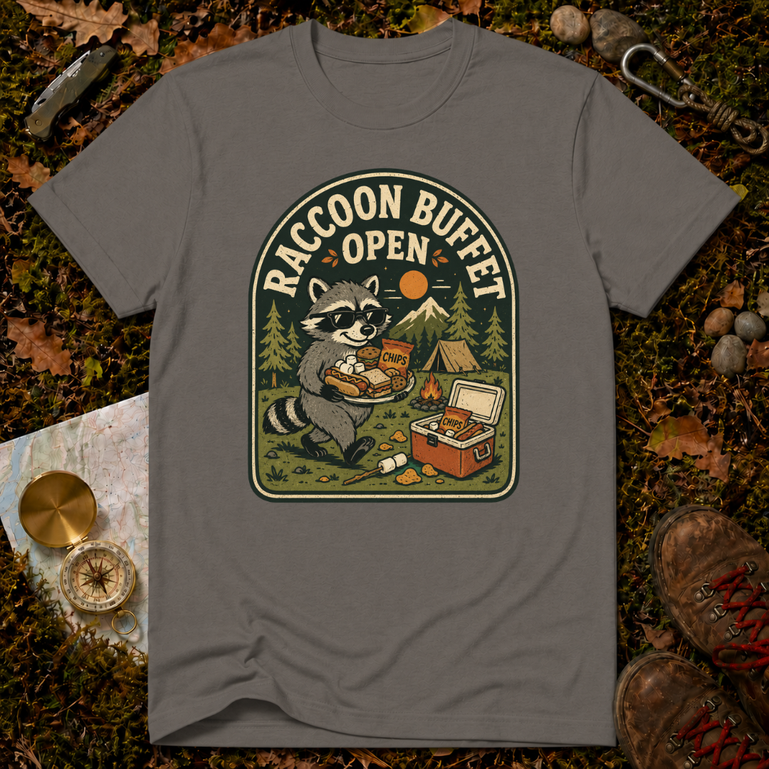 Raccoon Buffet Open T-Shirt