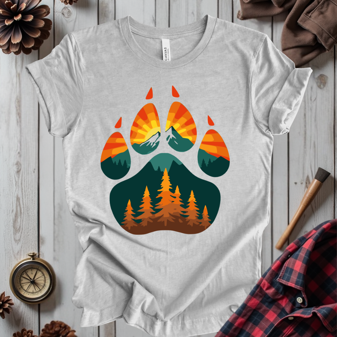 Retro Sunset Bear Paw T-Shirt