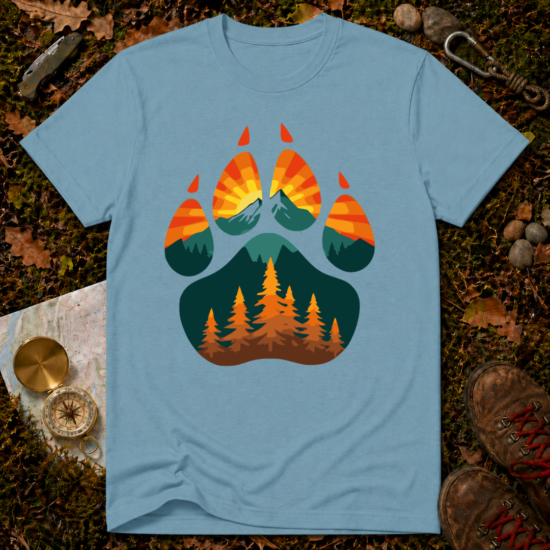 Retro Sunset Bear Paw T-Shirt