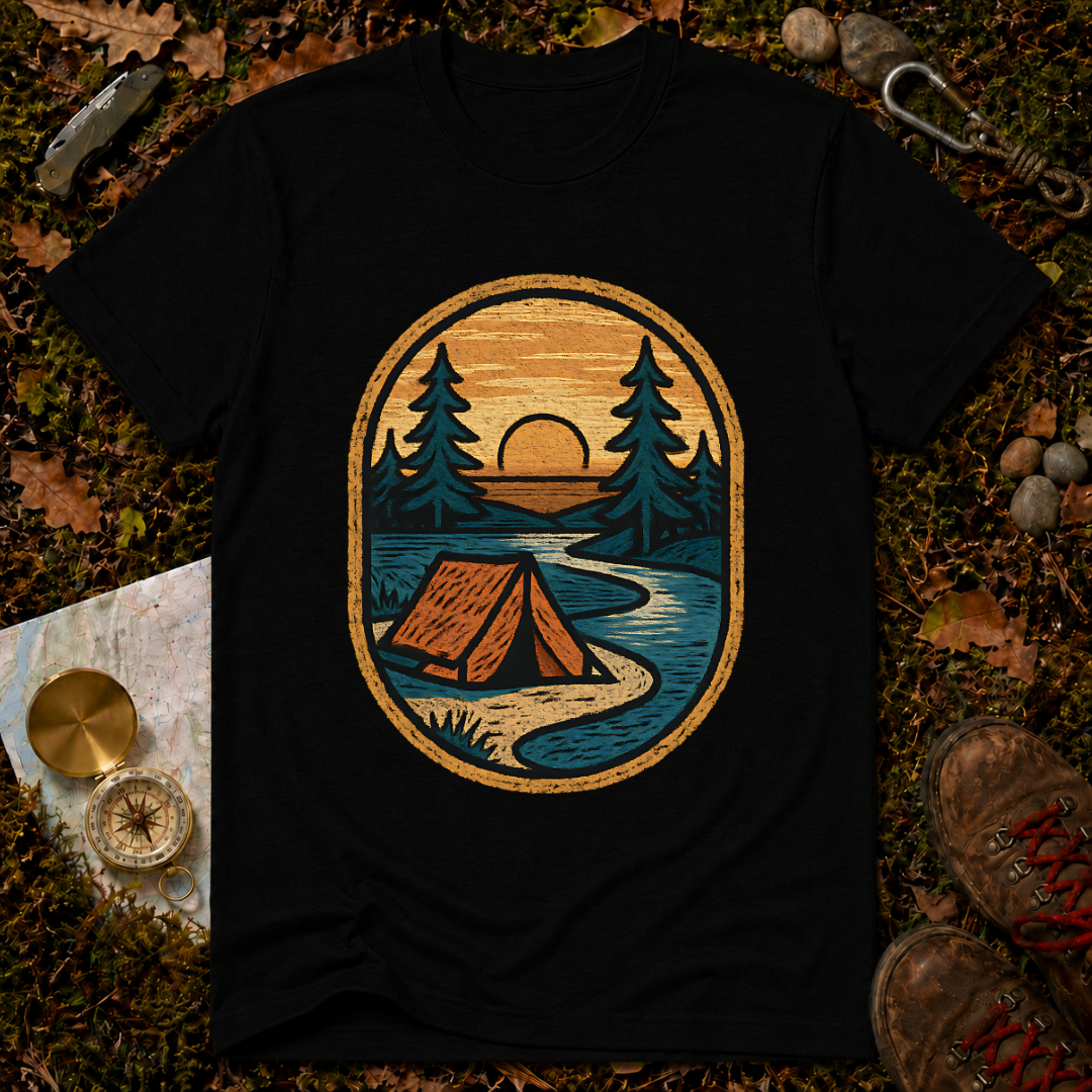 Camping Tent By The River T-Shirt