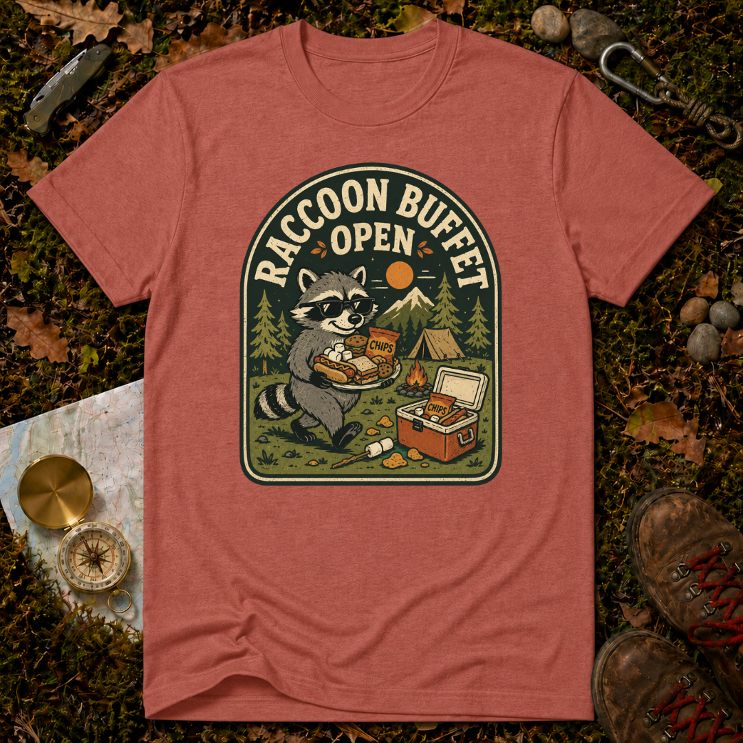 Raccoon Buffet Open T-Shirt