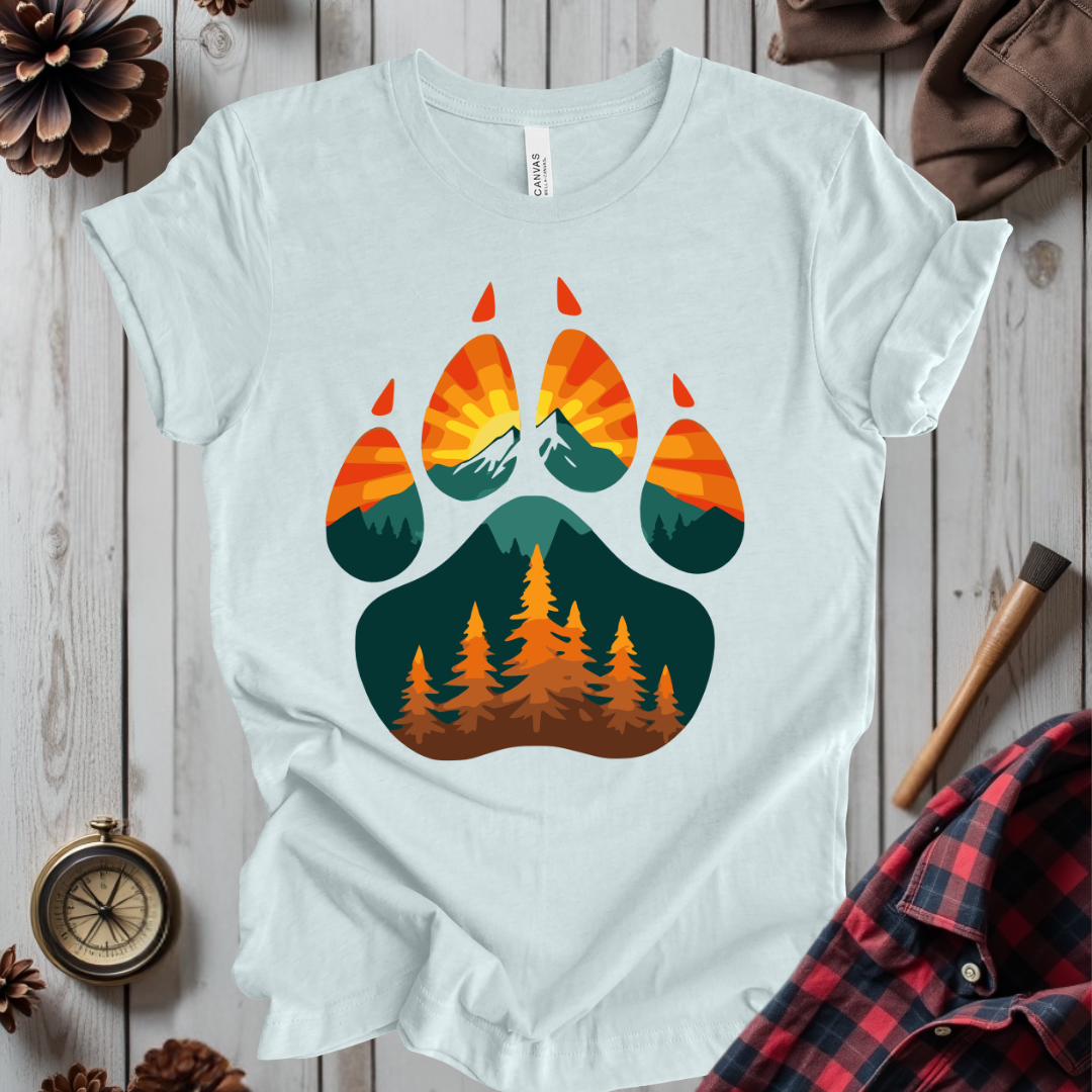 Retro Sunset Bear Paw T-Shirt