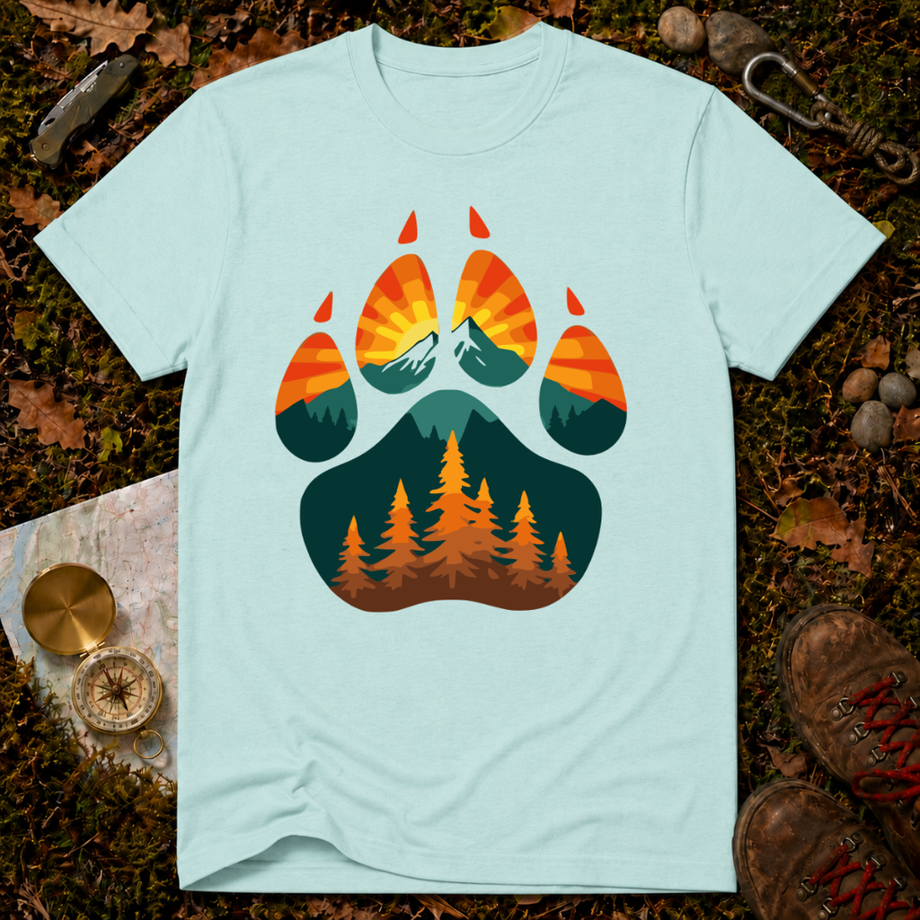 Retro Sunset Bear Paw T-Shirt