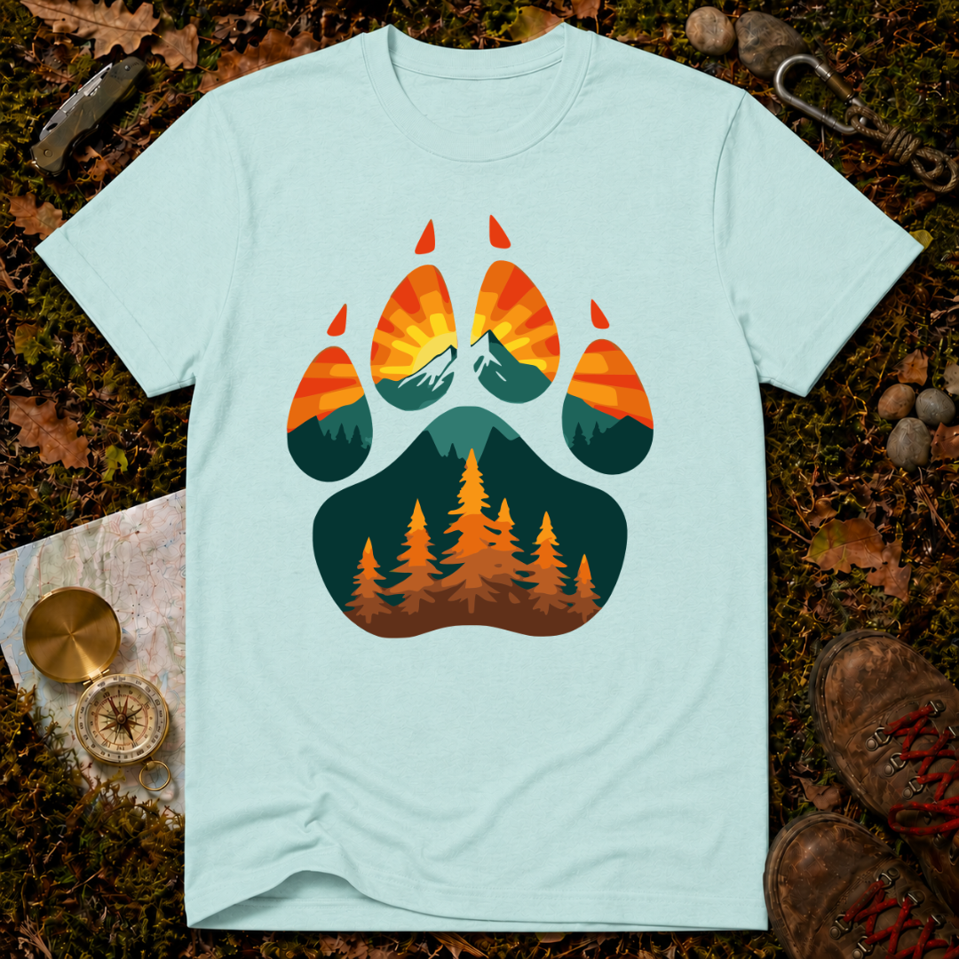 Retro Sunset Bear Paw T-Shirt