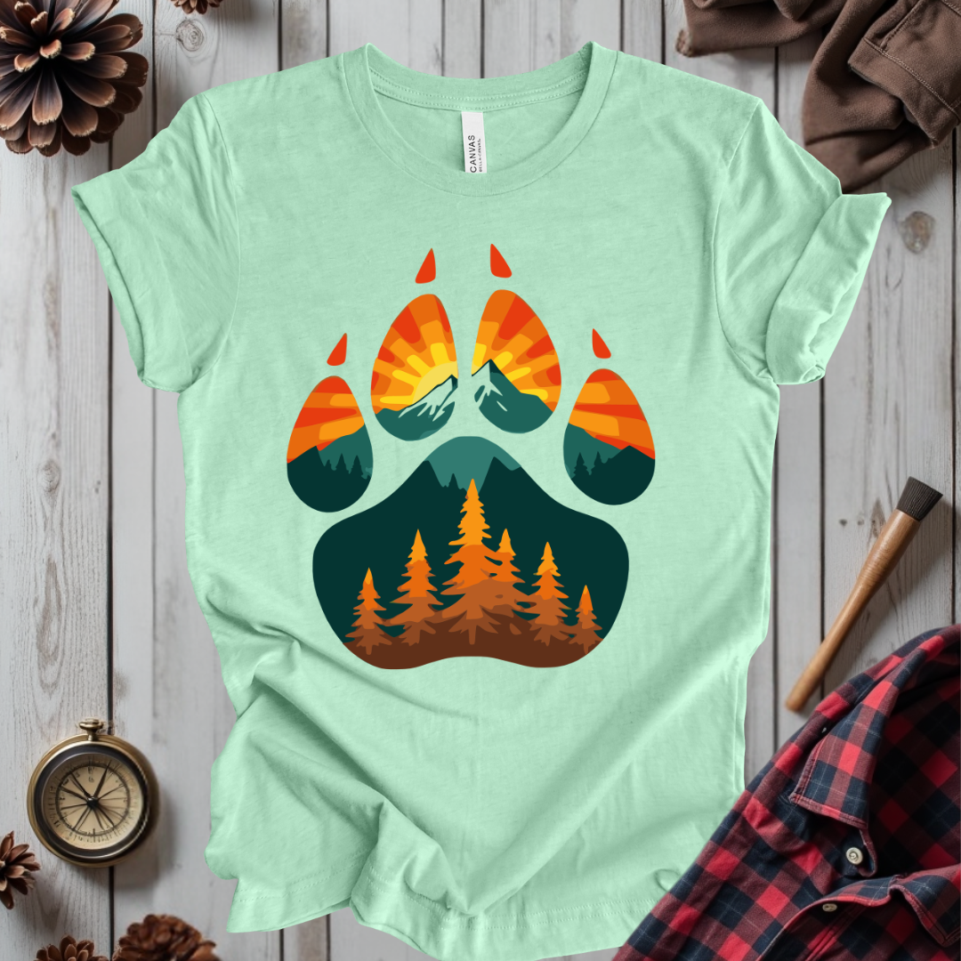Retro Sunset Bear Paw T-Shirt