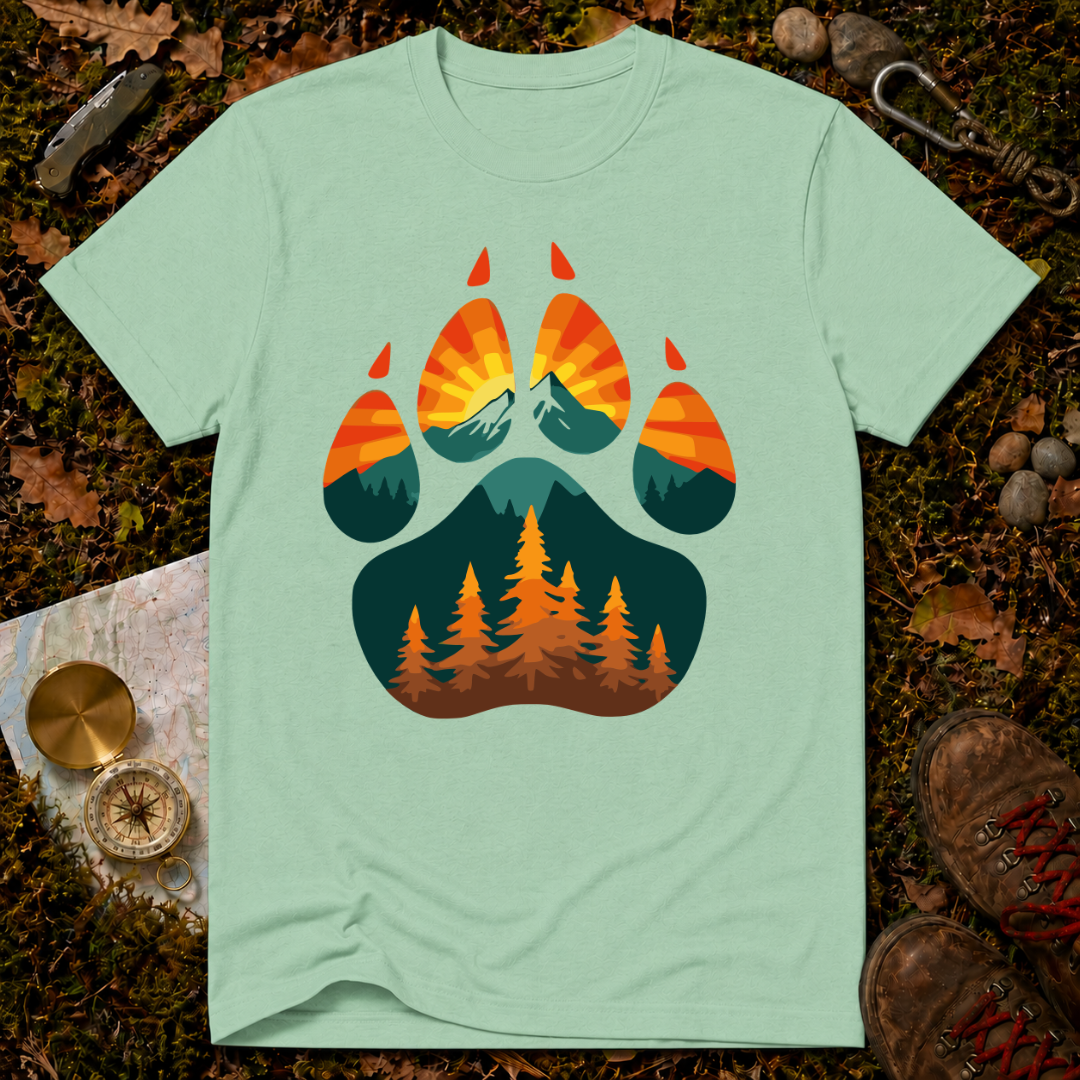 Retro Sunset Bear Paw T-Shirt