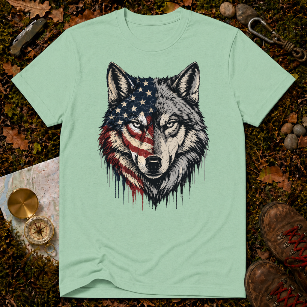 USA Flag Wolf T-Shirt