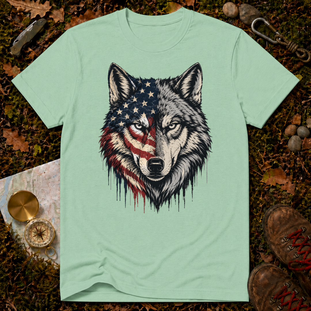 USA Flag Wolf T-Shirt