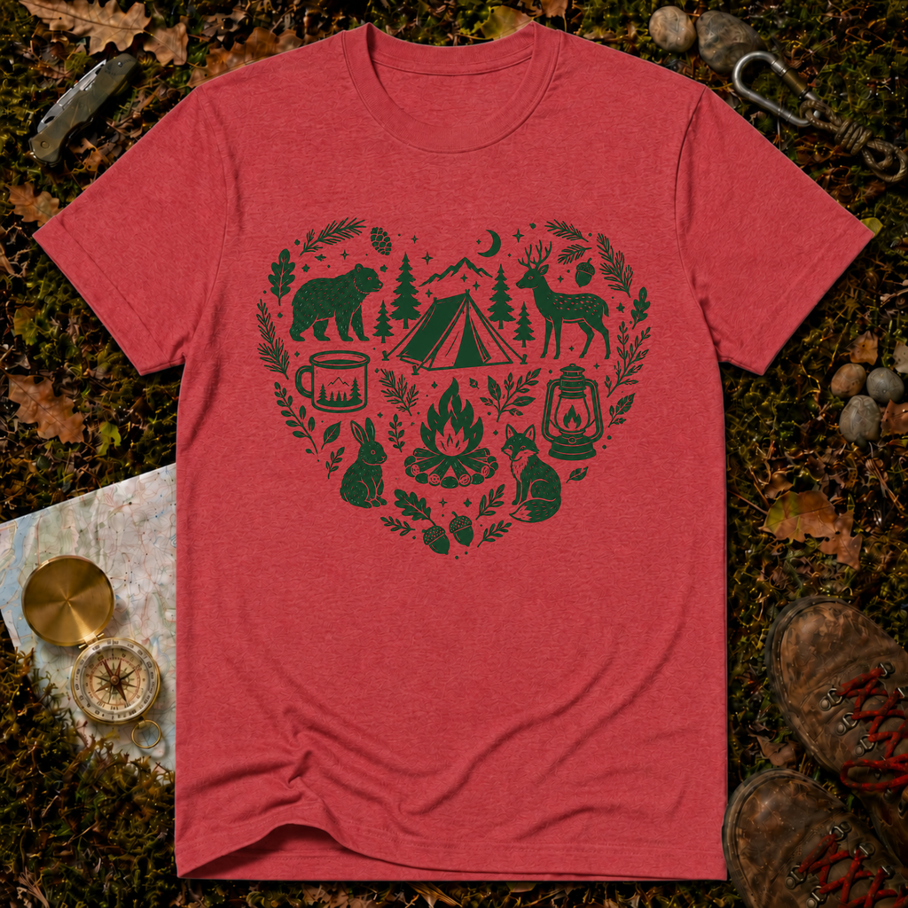 Woodland Camp Heart T-Shirt