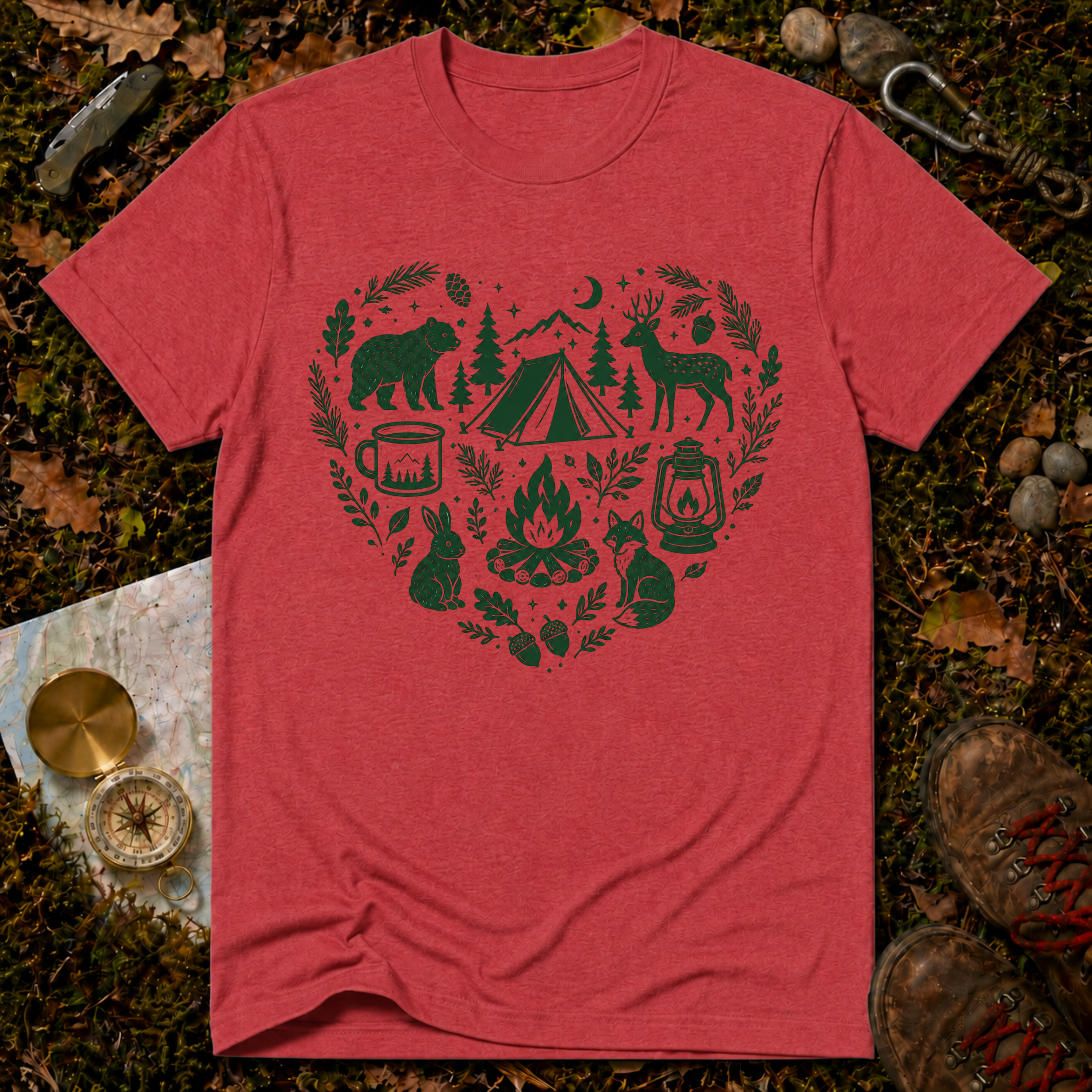 Woodland Camp Heart T-Shirt