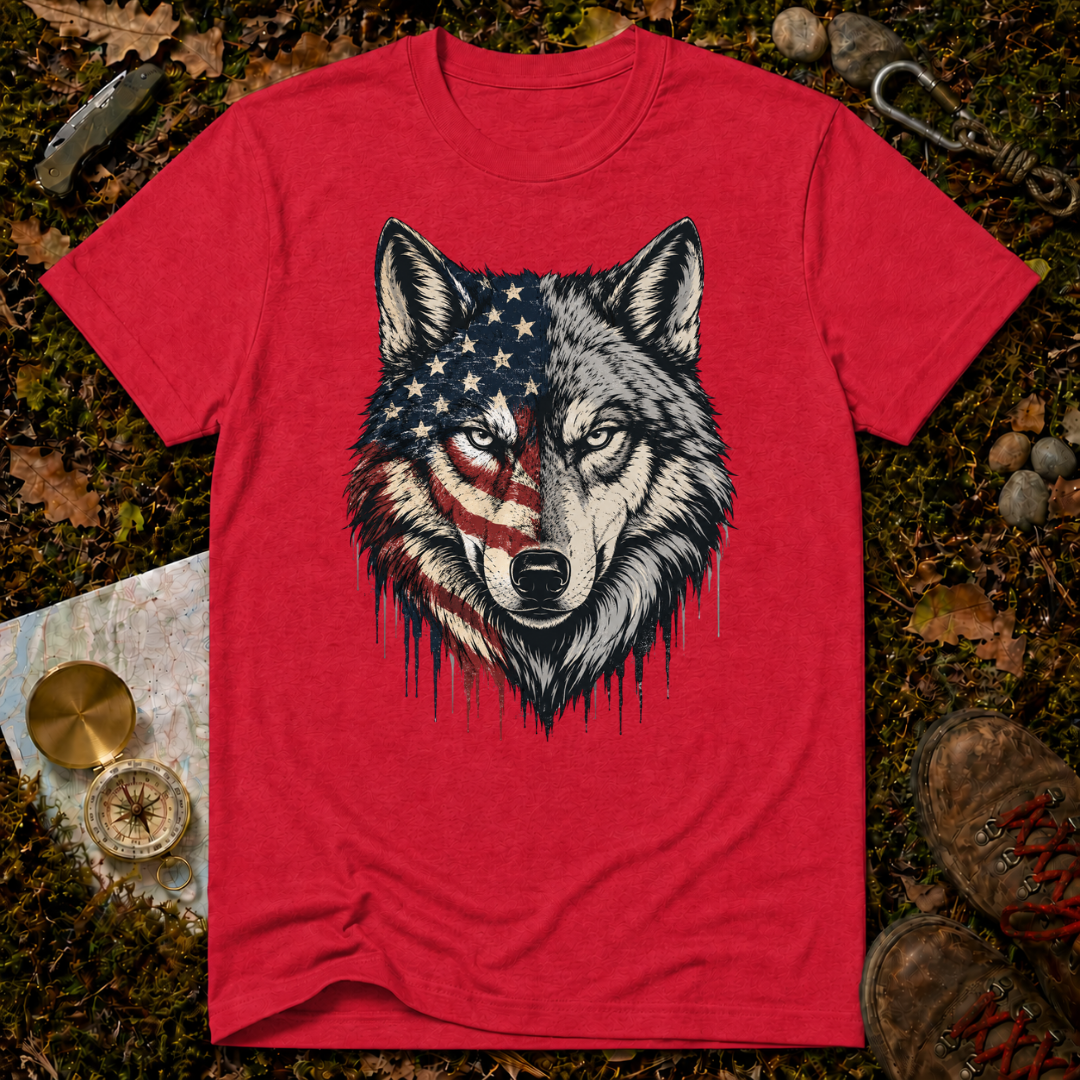 USA Flag Wolf T-Shirt
