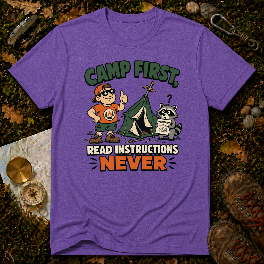 Camp First, Read Instructions Never T-Shirt
