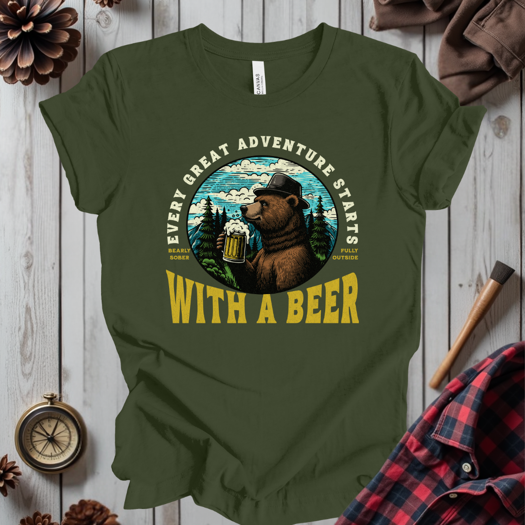 Every Great Adventure Starts With A Beer T-Shirt