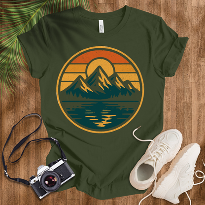 Retro Mountain Sunset