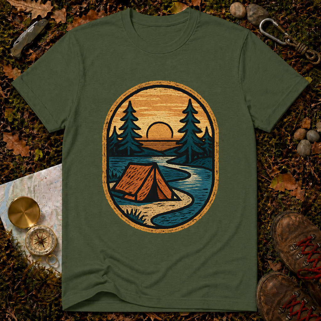 Camping Tent By The River T-Shirt