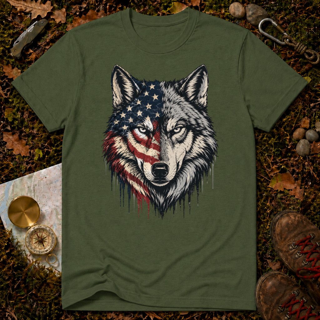 USA Flag Wolf T-Shirt