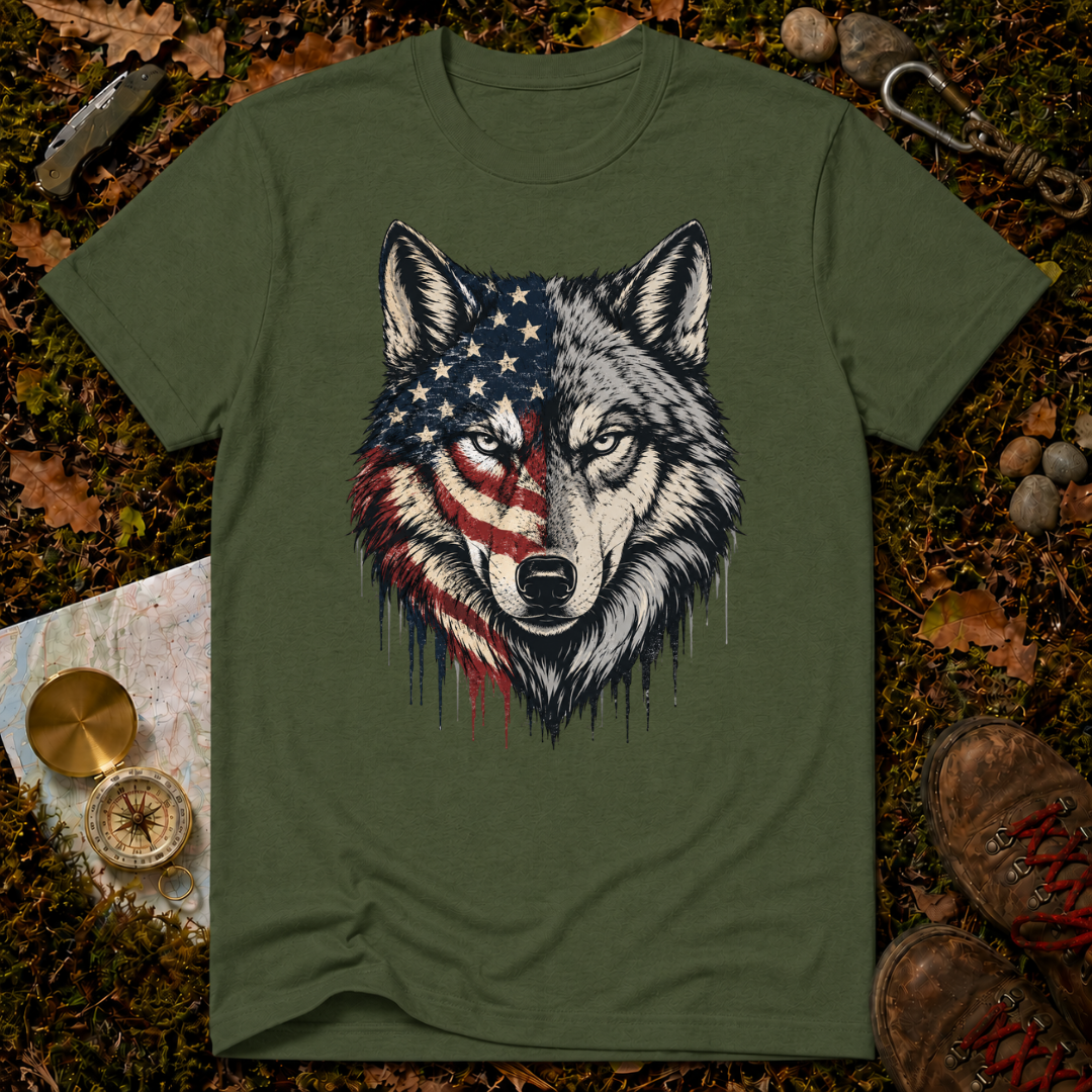 USA Flag Wolf T-Shirt