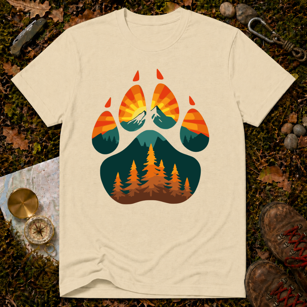 Retro Sunset Bear Paw T-Shirt