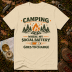 Camping: Where My Social Battery Goes to Die T-Shirt
