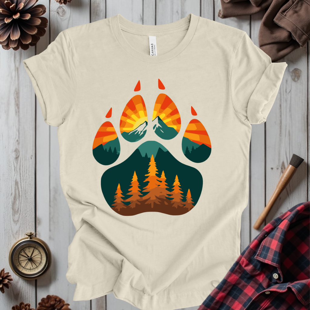 Retro Sunset Bear Paw T-Shirt
