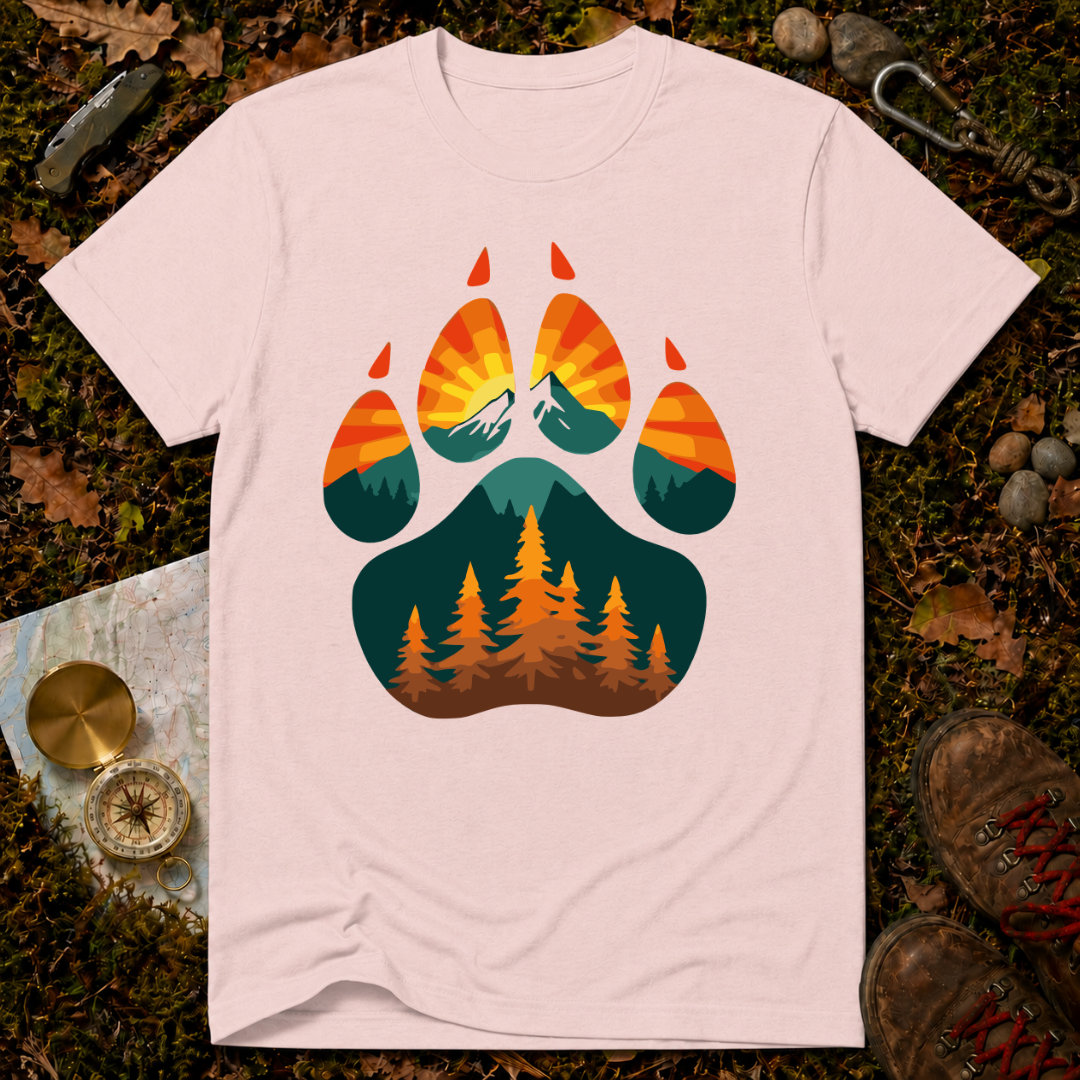 Retro Sunset Bear Paw T-Shirt