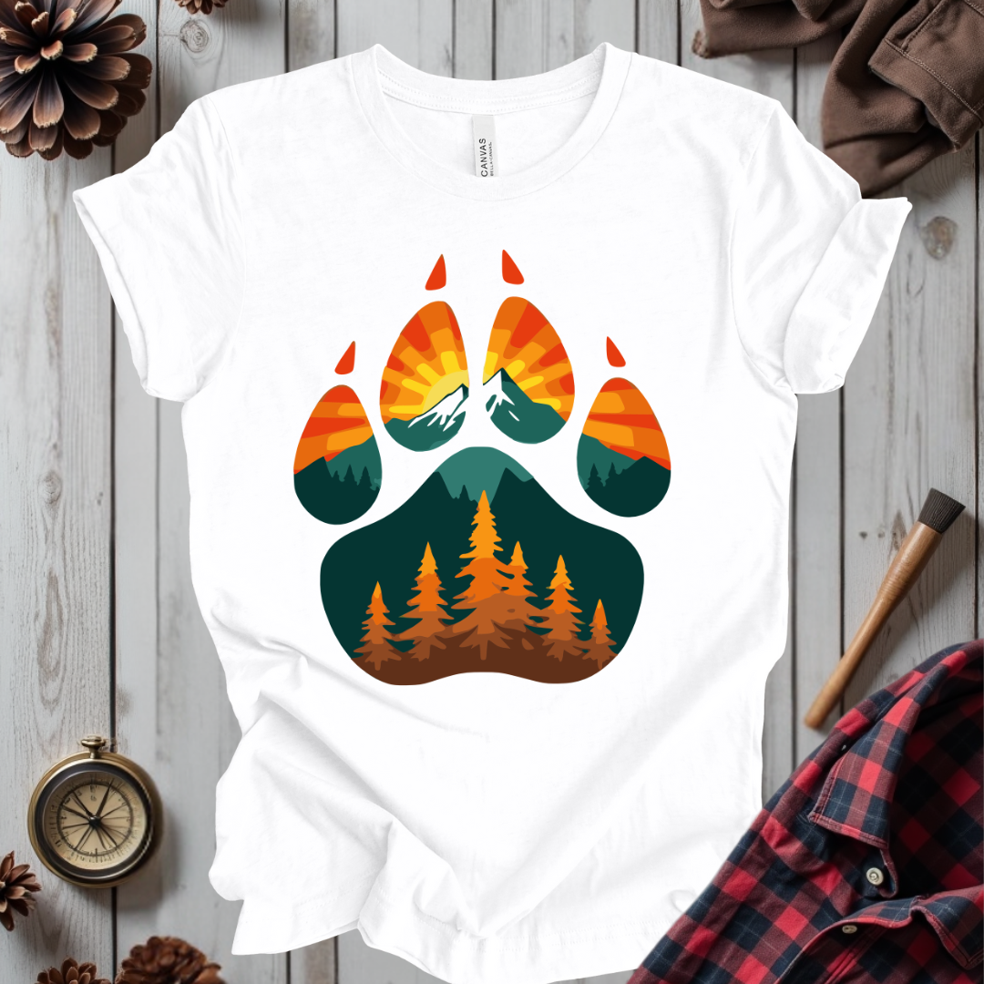 Retro Sunset Bear Paw T-Shirt
