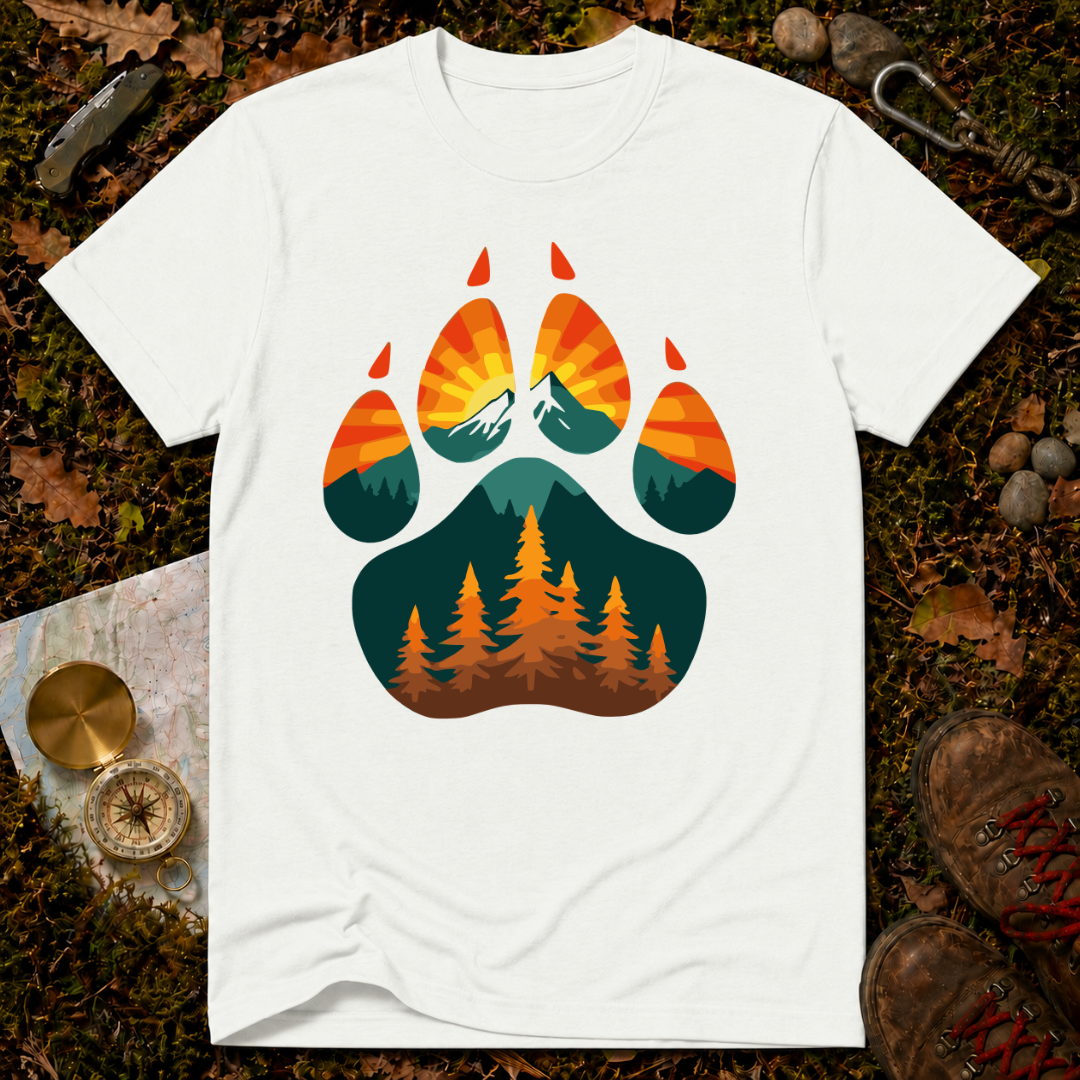 Retro Sunset Bear Paw T-Shirt