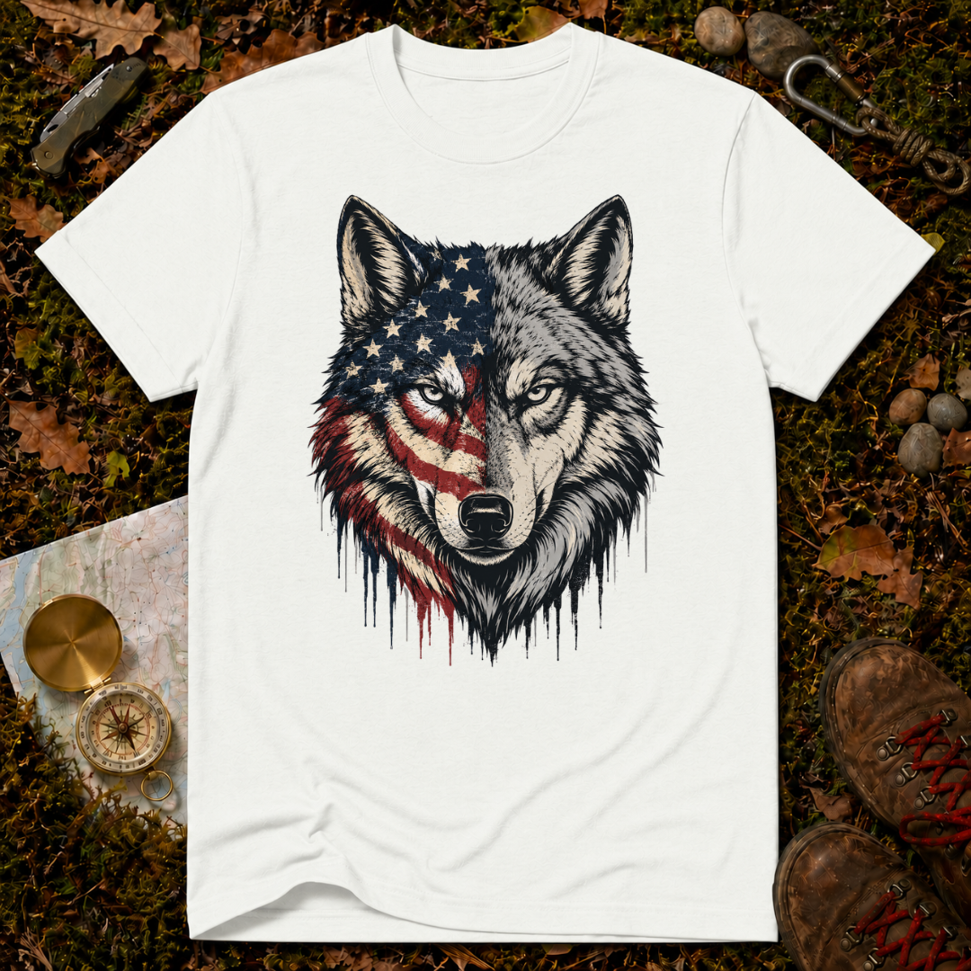 USA Flag Wolf T-Shirt