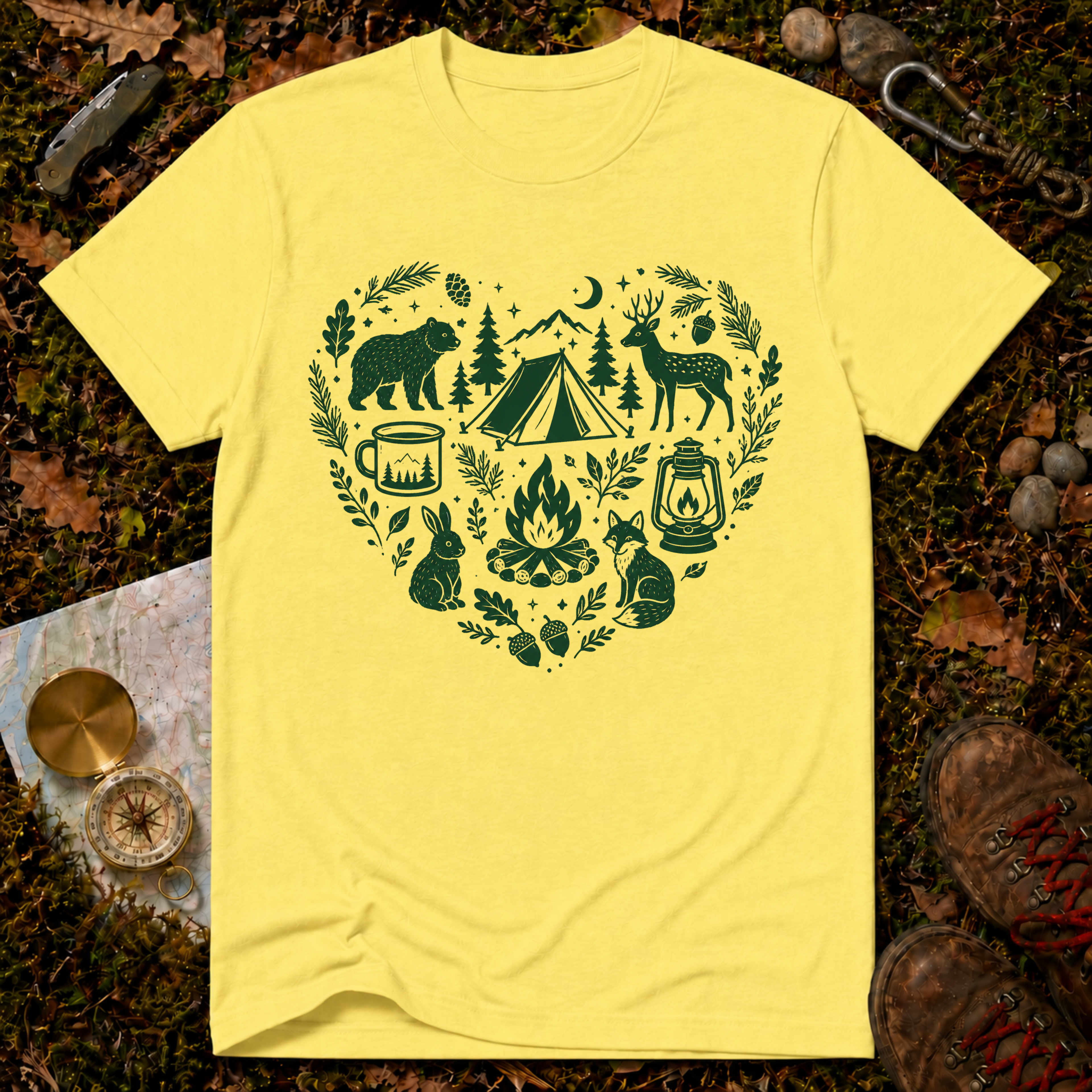 Woodland Camp Heart T-Shirt